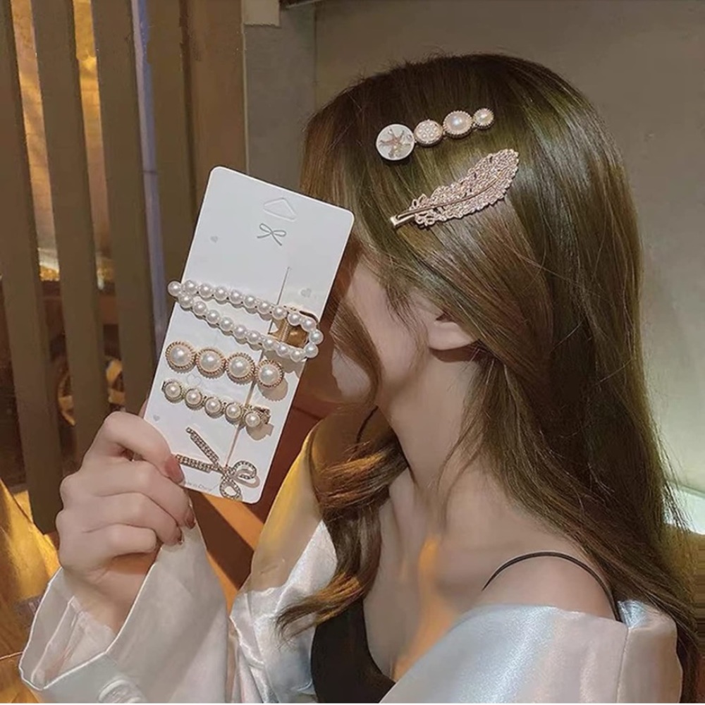 6 Pcs Set Pearls Hair Accessories/Snap Hairpin - Picture 6 of 6